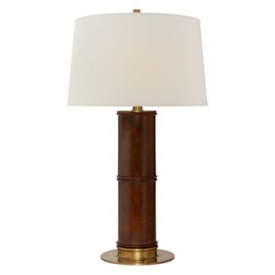 Healey Table Lamp in Mahogany with Linen Shade